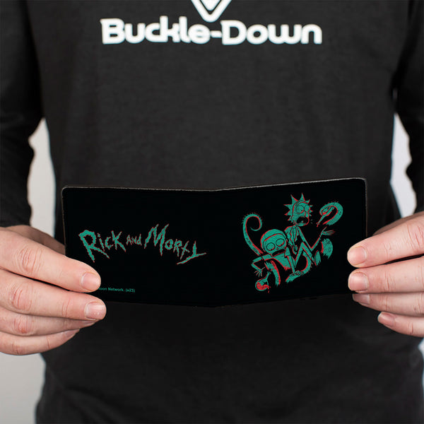 Buckle-Down Bi-Fold Wallet - Rick And Morty Psychedelic Monster Pose Black/Orange/Green