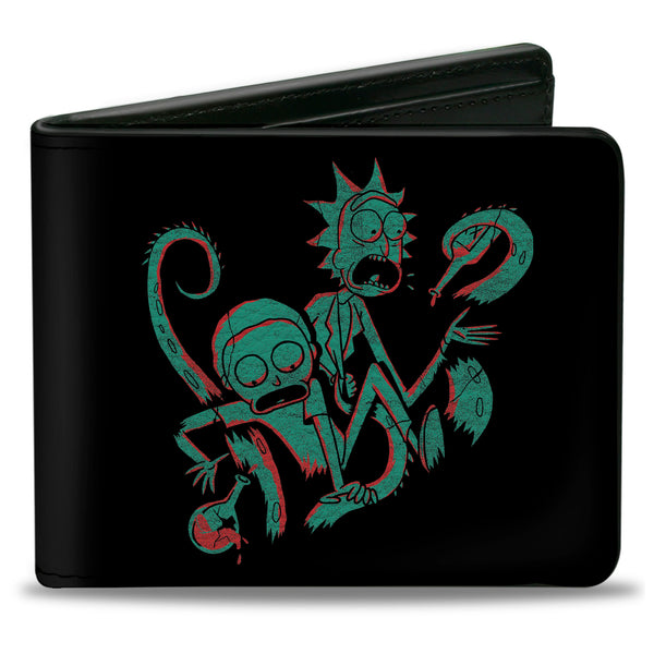 Buckle-Down Bi-Fold Wallet - Rick and Morty Psychedelic Monster Pose Black/Orange/Green