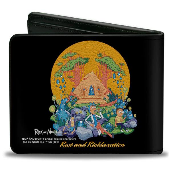 Buckle-Down Bi-Fold Wallet - Rick And Morty REST AND RICKLAXATION Group Pose Black