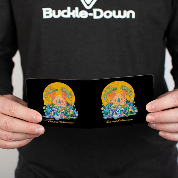 Buckle-Down Bi-Fold Wallet - Rick And Morty REST AND RICKLAXATION Group Pose Black