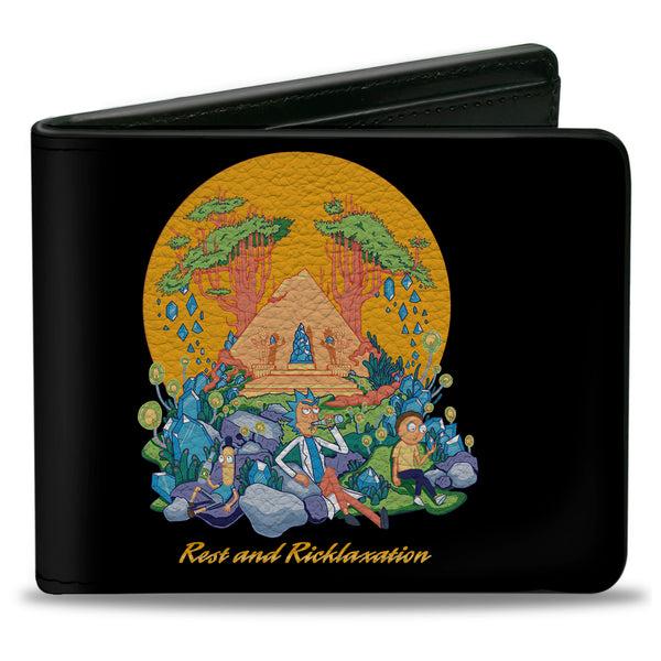 Buckle-Down Bi-Fold Wallet - Rick and Morty REST AND RICKLAXATION Group Pose Black