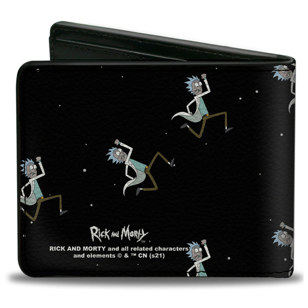 Buckle-Down Bi-Fold Wallet - Rick And Morty Rick Running In Space Pose Scattered