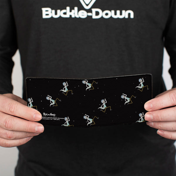 Buckle-Down Bi-Fold Wallet - Rick And Morty Rick Running In Space Pose Scattered