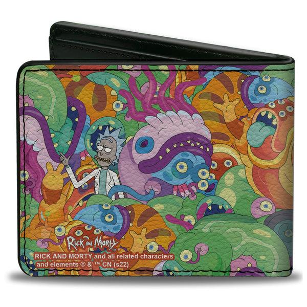 Buckle-Down Bi-Fold Wallet - Rick And Morty Rick With Monsters Collage Multi Color