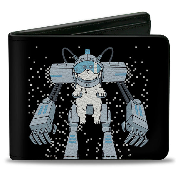 Buckle-Down Bi-Fold Wallet - Rick and Morty Snuffles Pose and Quote Black/White/Blues
