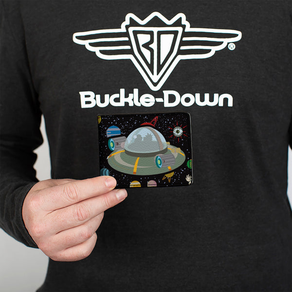Buckle-Down Bi-Fold Wallet - Rick And Morty Spaceship Silhouette Multi Color