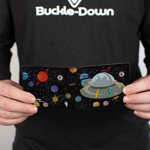 Buckle-Down Bi-Fold Wallet - Rick And Morty Spaceship Silhouette Multi Color