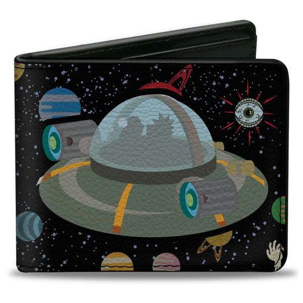 Buckle-Down Bi-Fold Wallet - Rick and Morty Spaceship Silhouette Multi Color