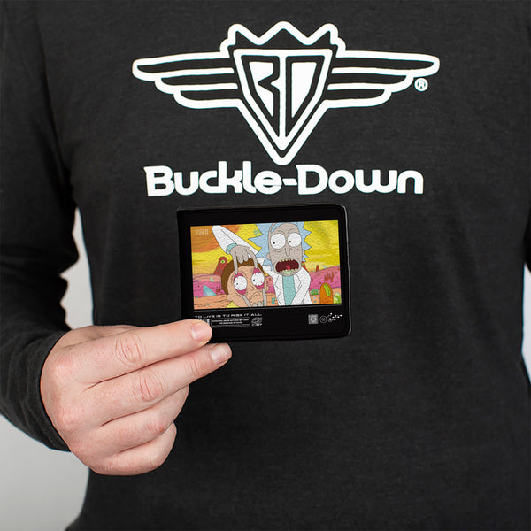 Buckle-Down Bi-Fold Wallet - Rick And Morty TO LIVE IS TO RISK IT ALL Pose Multi Color