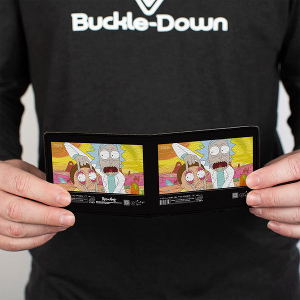 Buckle-Down Bi-Fold Wallet - Rick And Morty TO LIVE IS TO RISK IT ALL Pose Multi Color