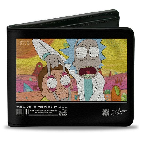 Buckle-Down Bi-Fold Wallet - Rick and Morty TO LIVE IS TO RISK IT ALL Pose Multi Color
