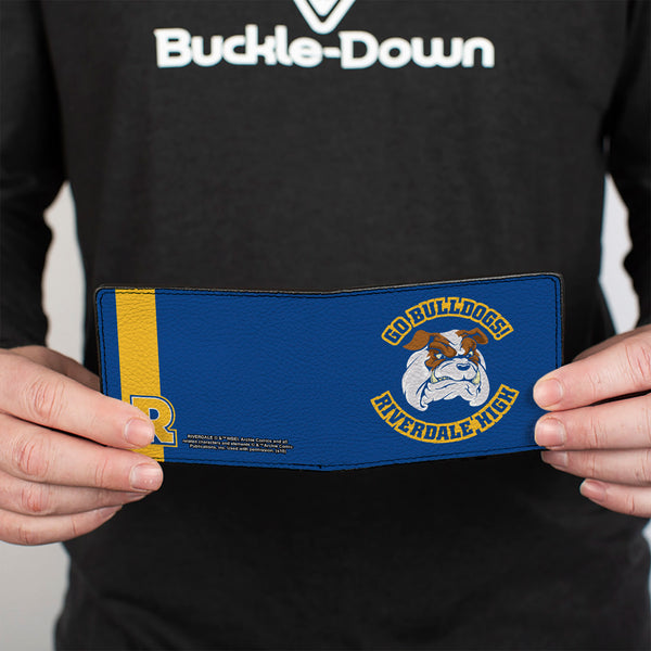 Buckle-Down Bi-Fold Wallet - Riverdale Bulldog Mascot GO BULLDOGS -RIVERDALE HIGH Blue Yellow