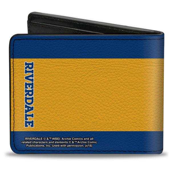 Buckle-Down Bi-Fold Wallet - RIVERDALE "R" Logo Stripe Blue Yellow