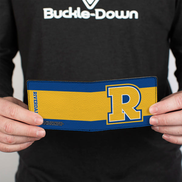 Buckle-Down Bi-Fold Wallet - RIVERDALE "R" Logo Stripe Blue Yellow