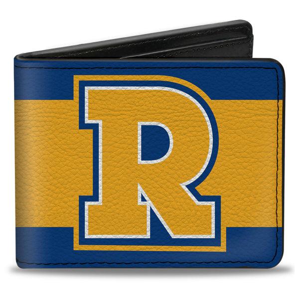 Buckle-Down Bi-Fold Wallet - RIVERDALE "R" Logo Stripe Blue Yellow