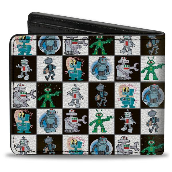 Buckle-Down Bi-Fold Wallet - Robot Checkers Black White