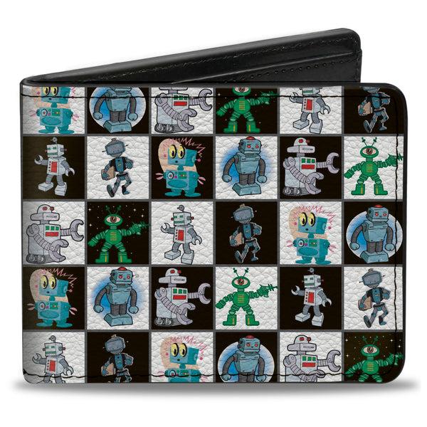 Buckle-Down Bi-Fold Wallet - Robot Checkers Black White