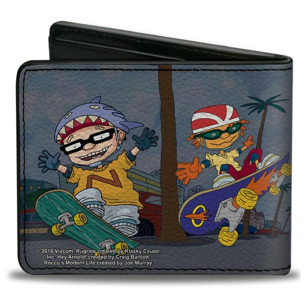 Buckle-Down Bi-Fold Wallet - ROCKET POWER 4-Character Group Action Pose Grays