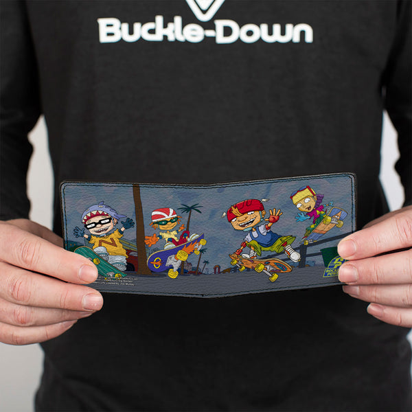 Buckle-Down Bi-Fold Wallet - ROCKET POWER 4-Character Group Action Pose Grays