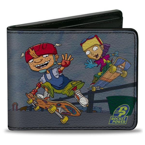 Buckle-Down Bi-Fold Wallet - ROCKET POWER 4-Character Group Action Pose Grays