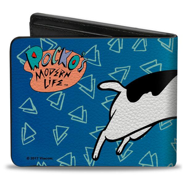 Buckle-Down Bi-Fold Wallet - Rocko's Modern Life Spunky Pose Logo Blues White