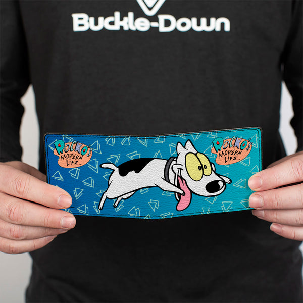 Buckle-Down Bi-Fold Wallet - Rocko's Modern Life Spunky Pose Logo Blues White