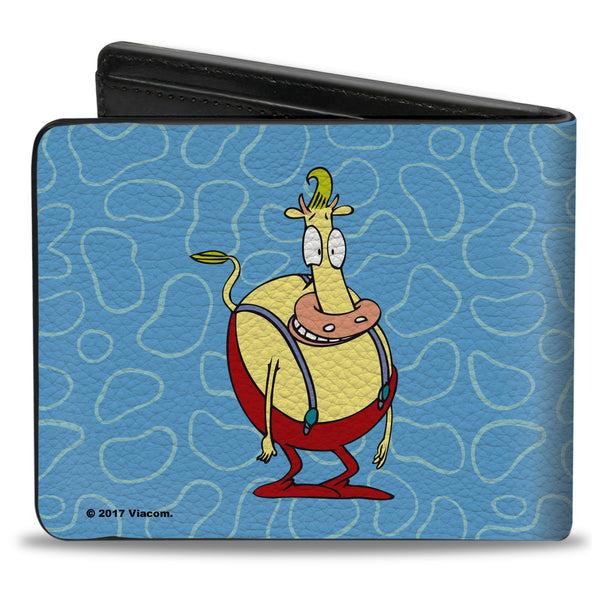 Buckle-Down Bi-Fold Wallet - Rocko & Spunky Pose3 + Heffer Pose Blue White