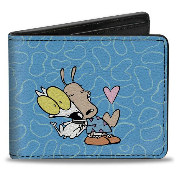 Buckle-Down Bi-Fold Wallet - Rocko & Spunky Pose3 + Heffer Pose Blue White