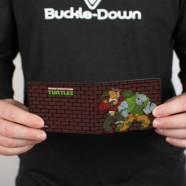 Buckle-Down Bi-Fold Wallet - Rocksteady & Bebop Pose + TMNT Logo Bricks