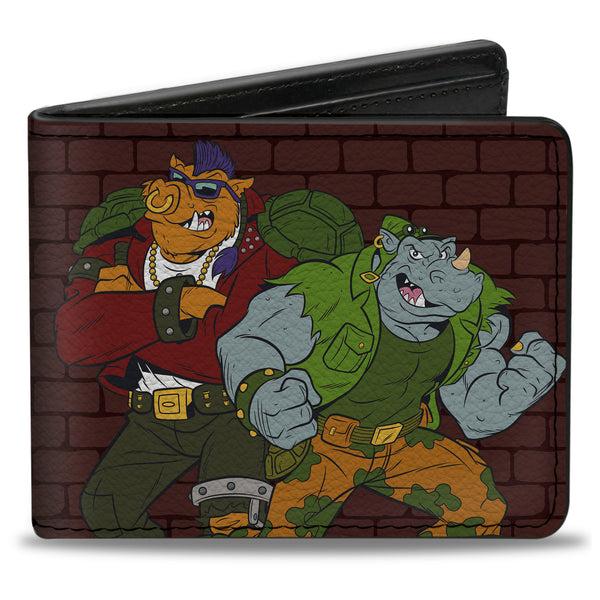 Buckle-Down Bi-Fold Wallet - Rocksteady & Bebop Pose + TMNT Logo Bricks