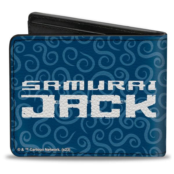 Buckle-Down Bi-Fold Wallet - SAMURAI JACK MY QUEST CONTINUES Katana Pose Swirl Blues