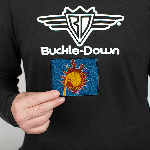Buckle-Down Bi-Fold Wallet - SAMURAI JACK MY QUEST CONTINUES Katana Pose Swirl Blues