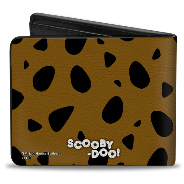Buckle-Down Bi-Fold Wallet - SCOOBY DOO CLOSE-UP Expression Spots Brown Black White