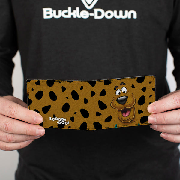 Buckle-Down Bi-Fold Wallet - SCOOBY DOO CLOSE-UP Expression Spots Brown Black White