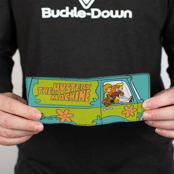 Buckle-Down Bi-Fold Wallet - Scooby Doo Group Driving Mystery Machine Side Pose Blue