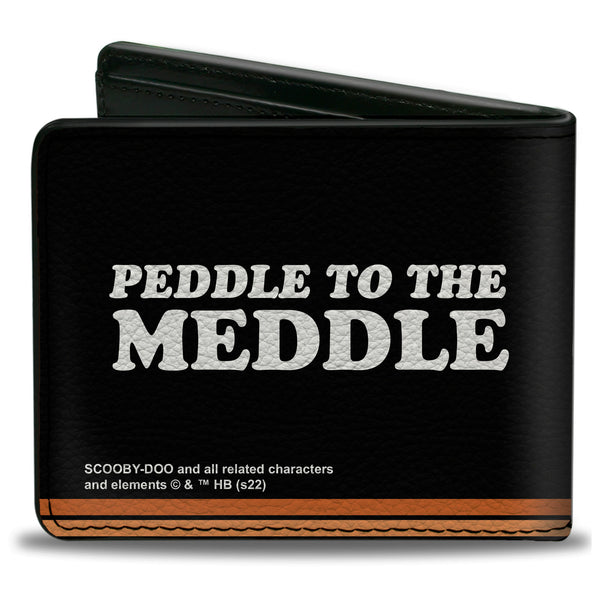 Buckle-Down Bi-Fold Wallet - Scooby Doo Mystery Machine Pose PEDDLE TO THE MEDDLE Black/White