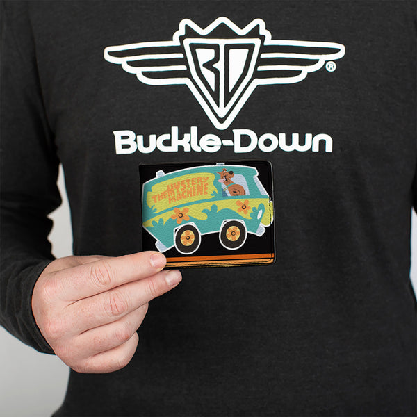 Buckle-Down Bi-Fold Wallet - Scooby Doo Mystery Machine Pose PEDDLE TO THE MEDDLE Black/White