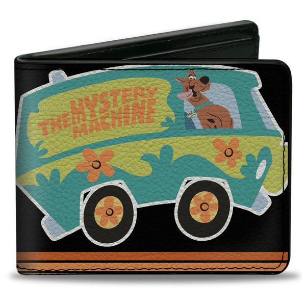 Buckle-Down Bi-Fold Wallet - Scooby Doo Mystery Machine Pose PEDDLE TO THE MEDDLE Black/White