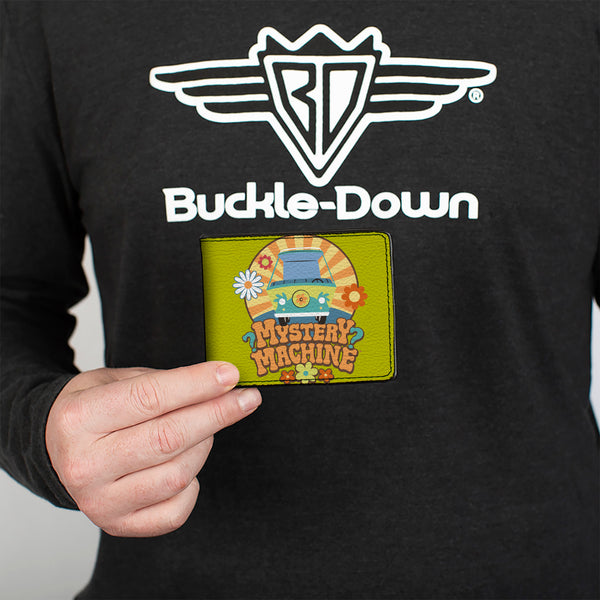 Buckle-Down Bi-Fold Wallet - Scooby Doo MYSTERY MACHINE Sun Rays And Flowers Icon Green