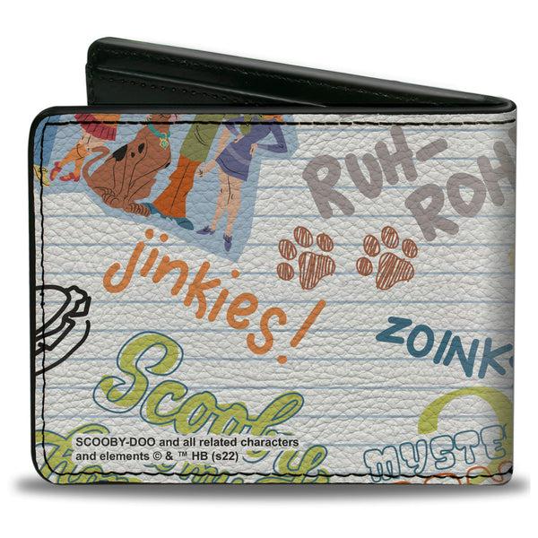 Buckle-Down Bi-Fold Wallet - Scooby Doo Notebook Doodles Collage White Multi Color