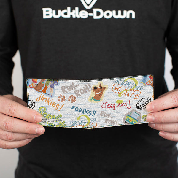 Buckle-Down Bi-Fold Wallet - Scooby Doo Notebook Doodles Collage White Multi Color