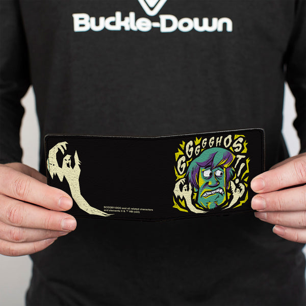 Buckle-Down Bi-Fold Wallet - Scooby Doo Shaggy Scared GHOST Pose Black