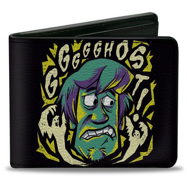 Buckle-Down Bi-Fold Wallet - Scooby Doo Shaggy Scared GHOST Pose Black