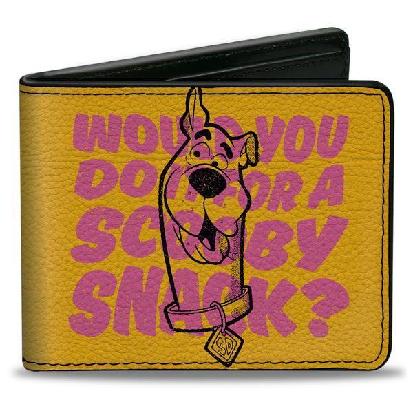 Buckle-Down Bi-Fold Wallet - Scooby Doo WOULD YOU DO IT FOR A SCOOBY SNACK? Pose Yellow/Pink/Black