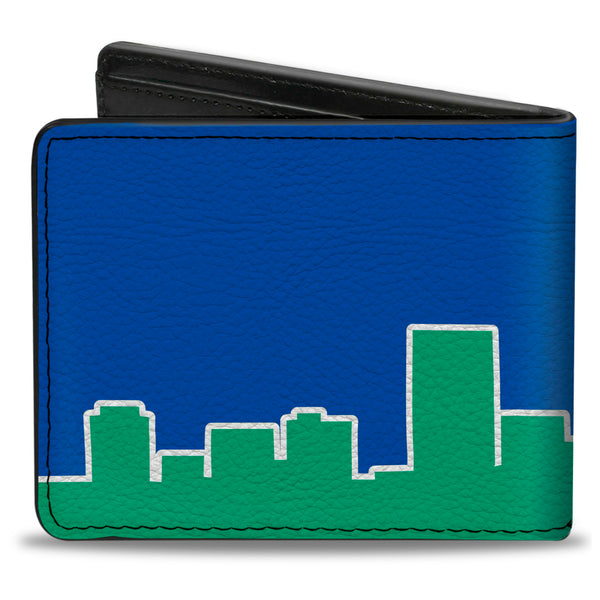 Buckle-Down Bi-Fold Wallet - Seattle Skyline Blue Green