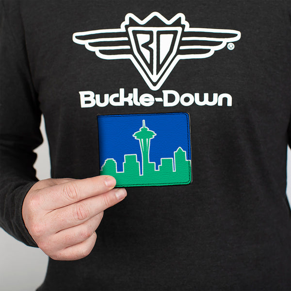 Buckle-Down Bi-Fold Wallet - Seattle Skyline Blue Green