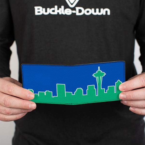 Buckle-Down Bi-Fold Wallet - Seattle Skyline Blue Green