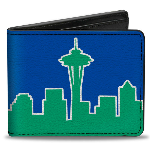 Buckle-Down Bi-Fold Wallet - Seattle Skyline Blue Green