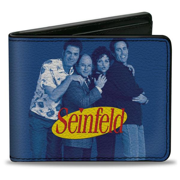 Buckle-Down Bi-Fold Wallet - Seinfeld Group Pose + A SHOW ABOUT NOTHING Quote Blues Yellow White