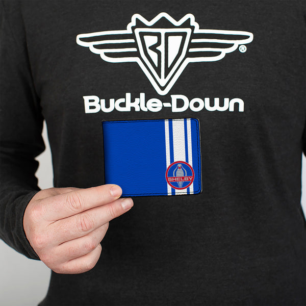 Buckle-Down Bi-Fold Wallet - SHELBY Cobra 3-Stripe + Signature Blue White Gray Red